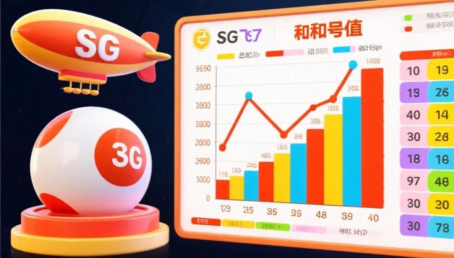 一个SG飞艇号码球和和值走势图的组合，突出显示号码总和的统计趋势，色彩鲜明